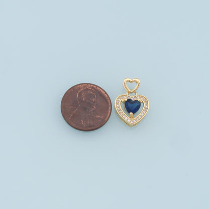 18K Gold Filled Cubic Zirconia Heart Charm Pendant for Jewelry Making