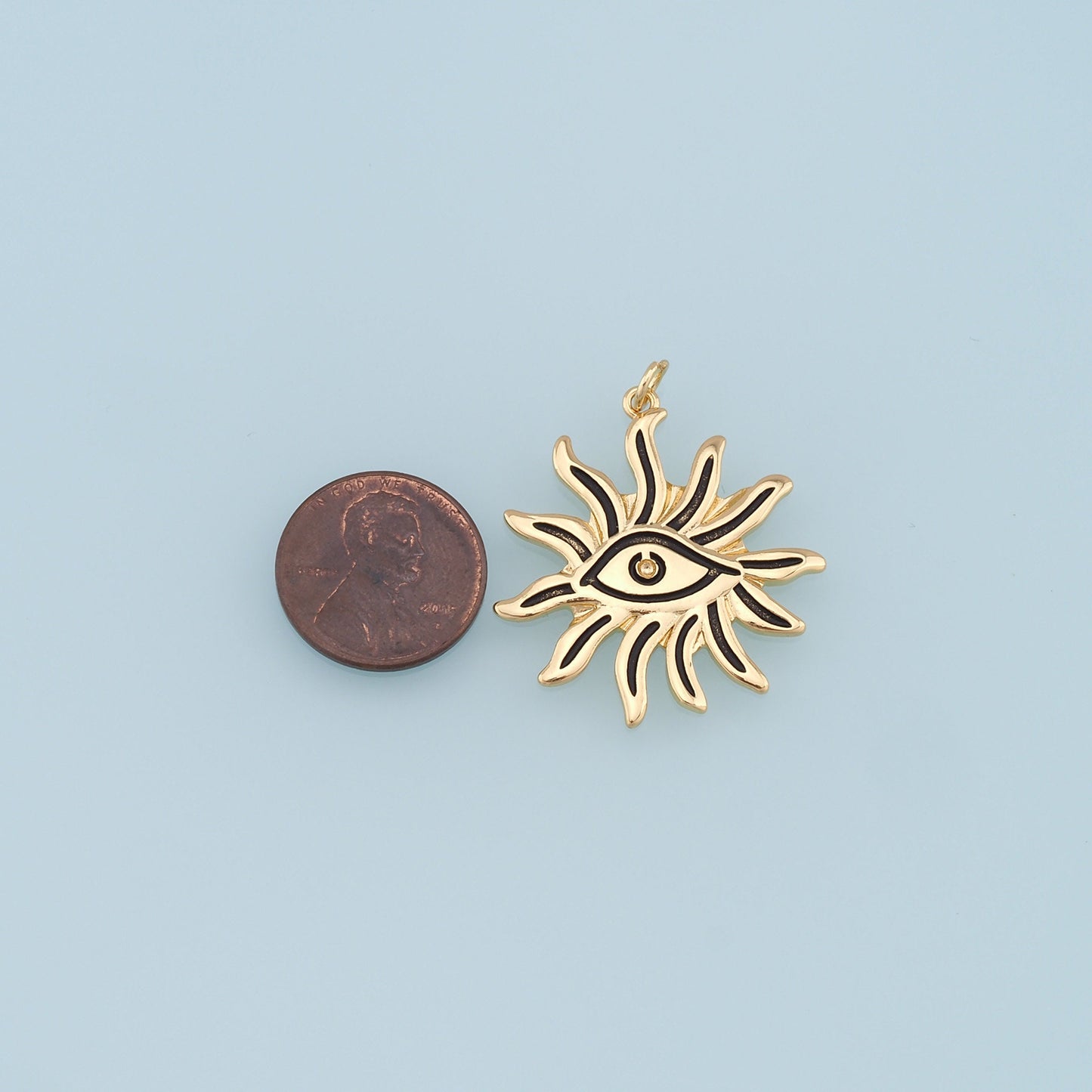 Gold Evil Eye Sun Charms,18K Gold Filled Evil Eye Pendant,Enamel Evil Eye Charm Bracelet Necklace for DIY Jewelry Making Supply