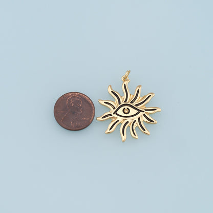 Gold Evil Eye Sun Charms,18K Gold Filled Evil Eye Pendant,Enamel Evil Eye Charm Bracelet Necklace for DIY Jewelry Making Supply