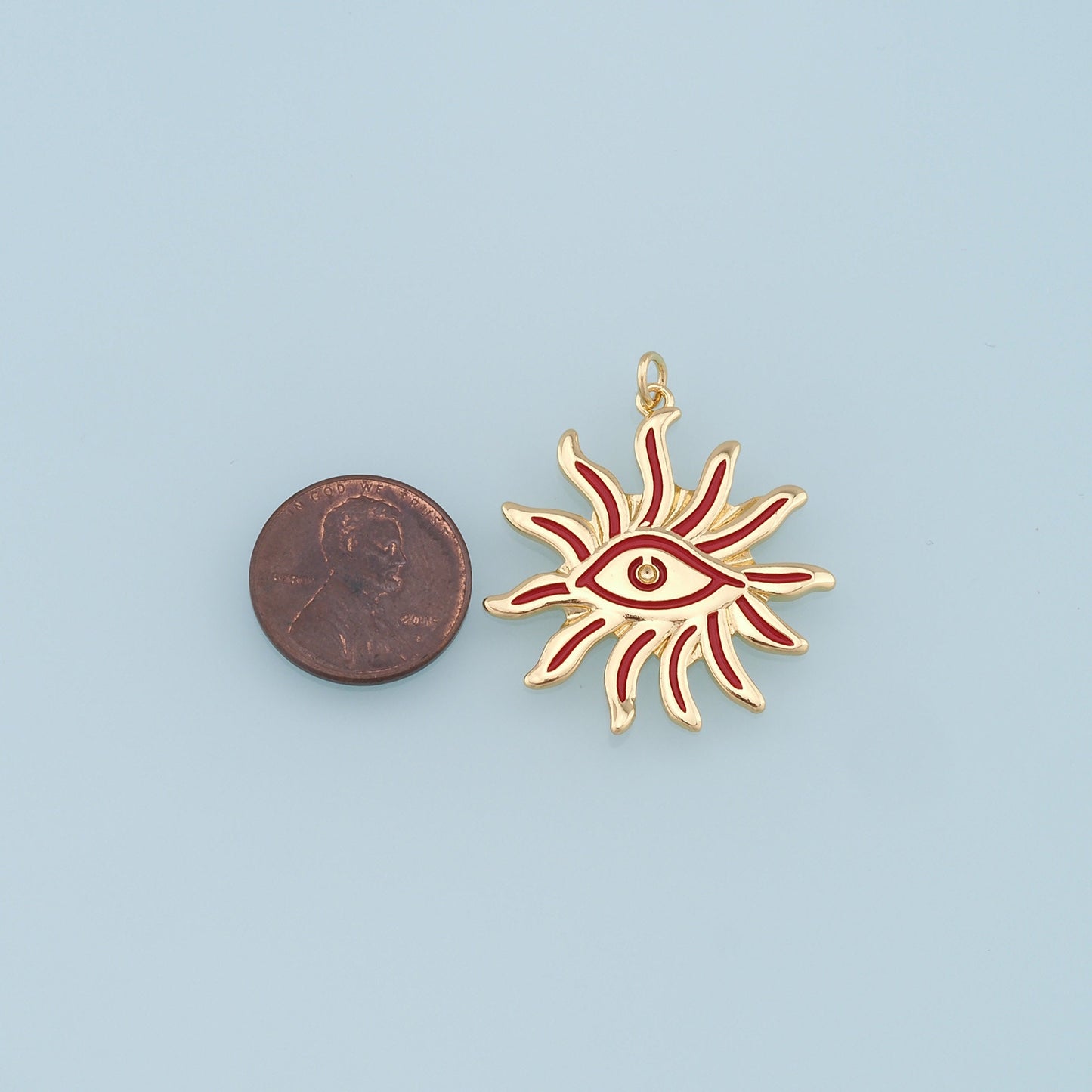Gold Evil Eye Sun Charms,18K Gold Filled Evil Eye Pendant,Enamel Evil Eye Charm Bracelet Necklace for DIY Jewelry Making Supply