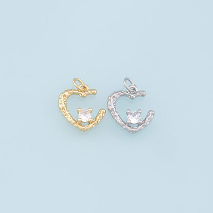 Gold Heart Charms,18K Gold Filled Heart Pendant,Heart Charm Bracelet Necklace for DIY Jewelry Making Supply