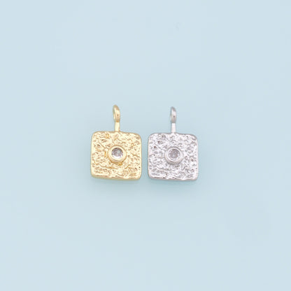 Gold Square Charms,18K Gold Filled Square Pendant,Square Charm Bracelet Necklace for DIY Jewelry Making Supply