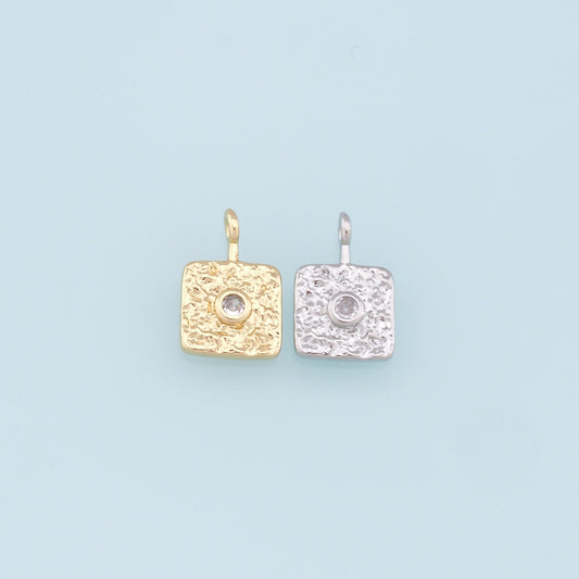 Gold Square Charms,18K Gold Filled Square Pendant,Square Charm Bracelet Necklace for DIY Jewelry Making Supply