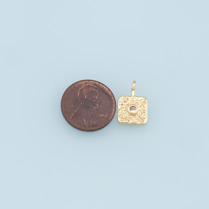 Gold Square Charms,18K Gold Filled Square Pendant,Square Charm Bracelet Necklace for DIY Jewelry Making Supply