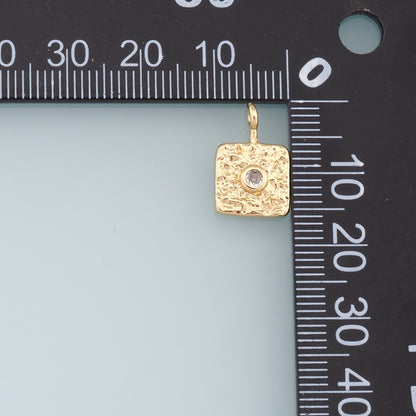Gold Square Charms,18K Gold Filled Square Pendant,Square Charm Bracelet Necklace for DIY Jewelry Making Supply
