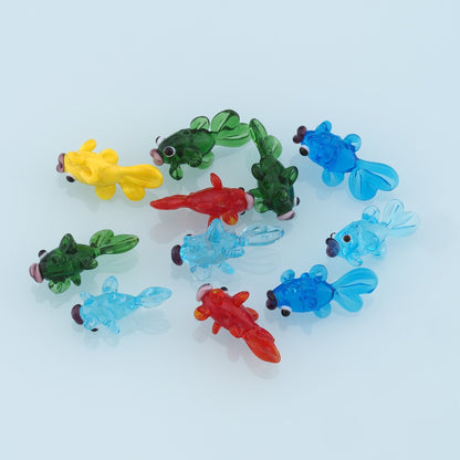 Mixed 5pcs Glass Fish Beads,Ocean Bead,Lampwork Colorful Glass Fish Beads for DIY Jewelry Making Supply,Random Colors