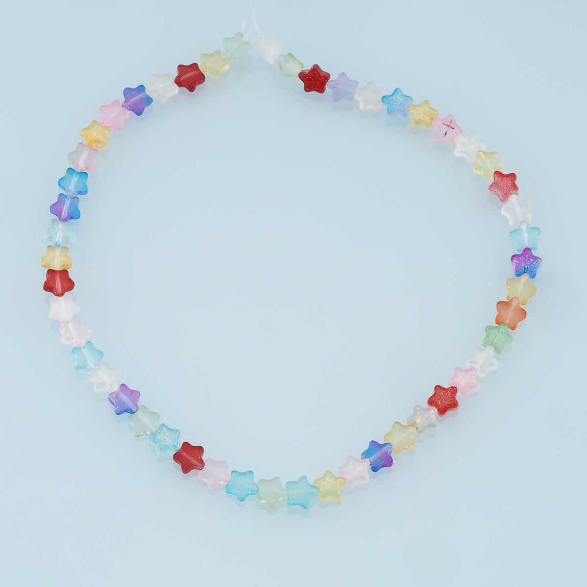 Mixed 50pcs Glass Star Beads,Shiny Star Bead,Lampwork Colorful Star Beads for DIY Jewelry Making Supply,Random Colors 8mm