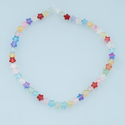 Mixed 50pcs Glass Star Beads,Shiny Star Bead,Lampwork Colorful Star Beads for DIY Jewelry Making Supply,Random Colors 8mm