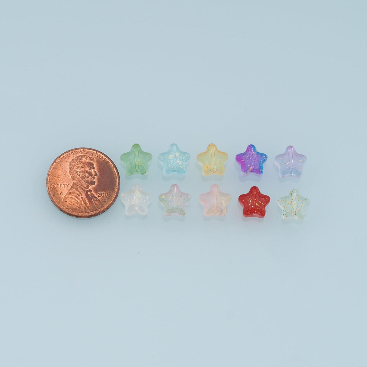 Mixed 50pcs Glass Star Beads,Shiny Star Bead,Lampwork Colorful Star Beads for DIY Jewelry Making Supply,Random Colors 8mm
