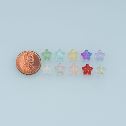 Mixed 50pcs Glass Star Beads,Shiny Star Bead,Lampwork Colorful Star Beads for DIY Jewelry Making Supply,Random Colors 8mm