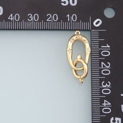 18K Gold Filled Bail Enhancer Hinged Interchangeable Pendant Bail, CZ pendant holder snap on Bail for DIY Jewelry Finding Nec