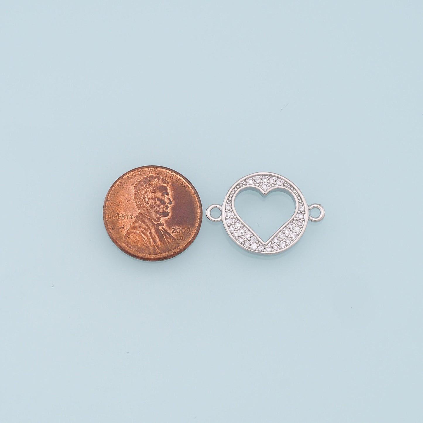 Gold Heart Connector Charms,18K Gold Filled Heart Pendant,CZ Micro Pave Heart Charm Bracelet Necklace for DIY Jewelry Making Supply