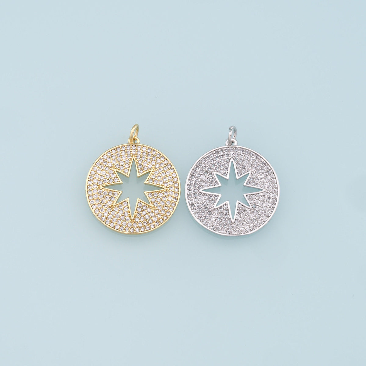 18K Gold Filled Cubic Zirconia North Star Charm Pendant for Jewelry Making