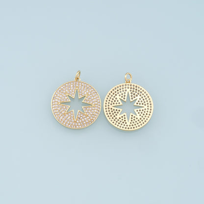 18K Gold Filled Cubic Zirconia North Star Charm Pendant for Jewelry Making