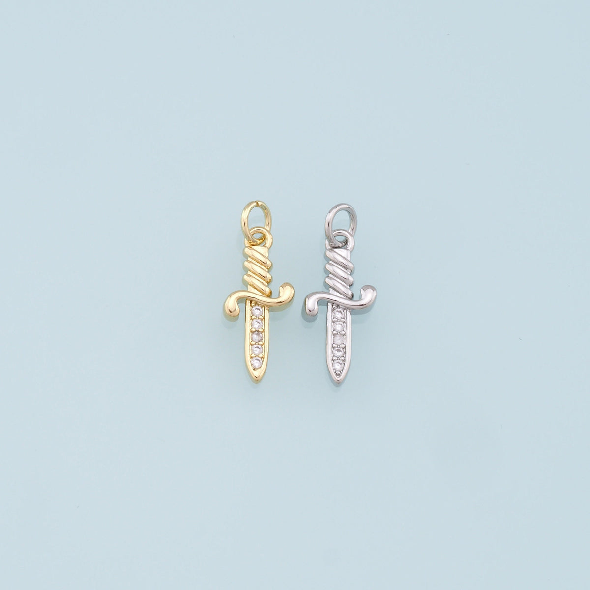 18K Gold Filled Dagger Pendant,Dagger Charm Bracelet Necklace for DIY Jewelry Making Supply