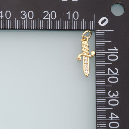 18K Gold Filled Dagger Pendant,Dagger Charm Bracelet Necklace for DIY Jewelry Making Supply