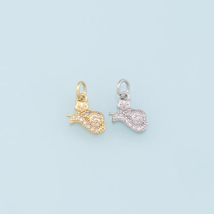 18K Gold Filled Fox Pendant,CZ Micro Pave Fox Charm Bracelet Necklace for DIY Jewelry Making Supply