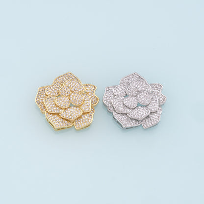 Gold Flower Charms,18K Gold Filled Flower Pendant,CZ Micro Pave Flower Charm Bracelet Necklace for DIY Jewelry Making Supply