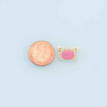 Gold Crab Charms,18K Gold Filled Enamel Crab Pendant,Ocean Charms Bracelet Necklace for DIY Jewelry Making Supply