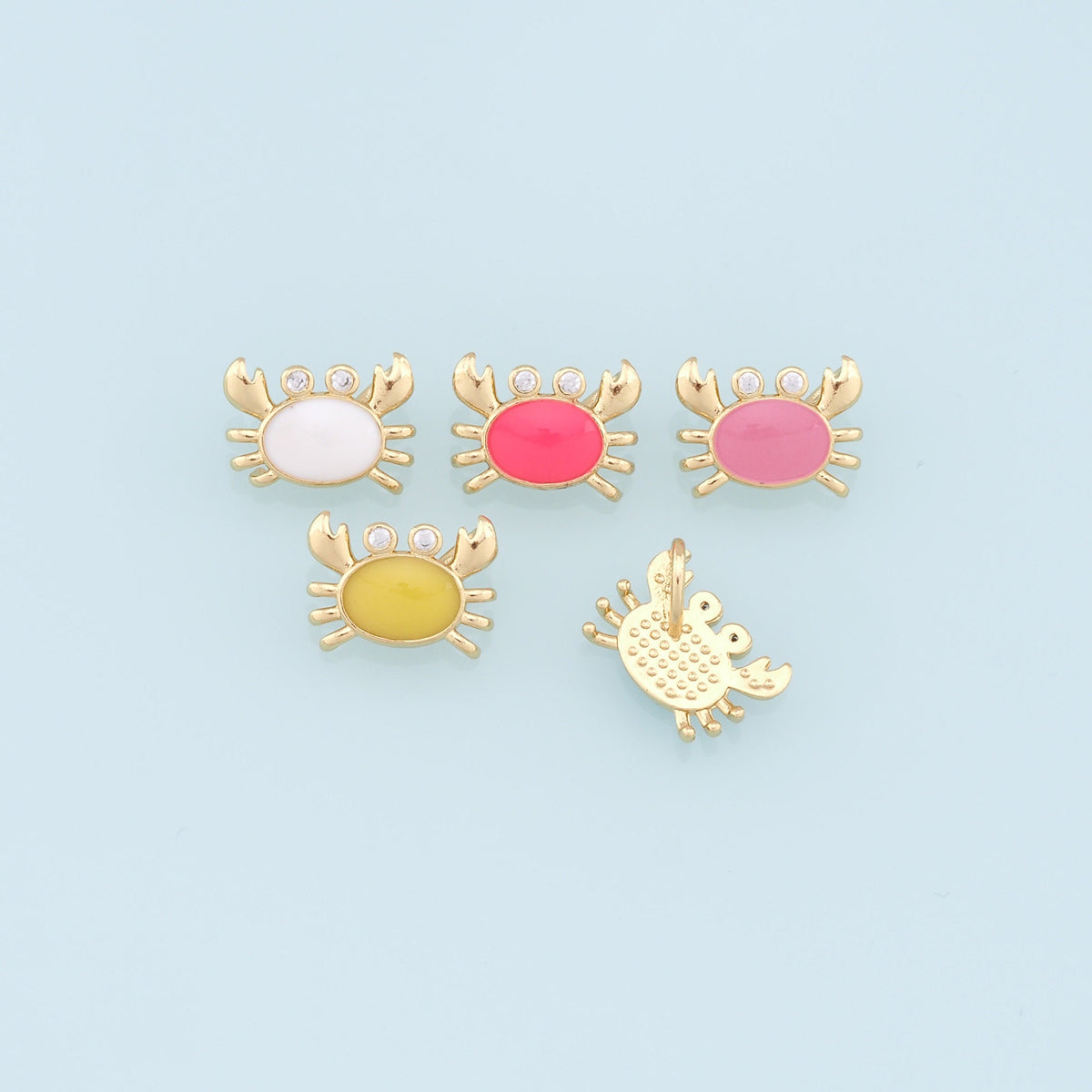 Gold Crab Charms,18K Gold Filled Enamel Crab Pendant,Ocean Charms Bracelet Necklace for DIY Jewelry Making Supply