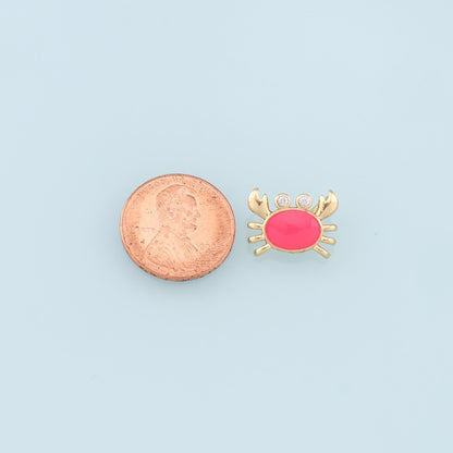 Gold Crab Charms,18K Gold Filled Enamel Crab Pendant,Ocean Charms Bracelet Necklace for DIY Jewelry Making Supply