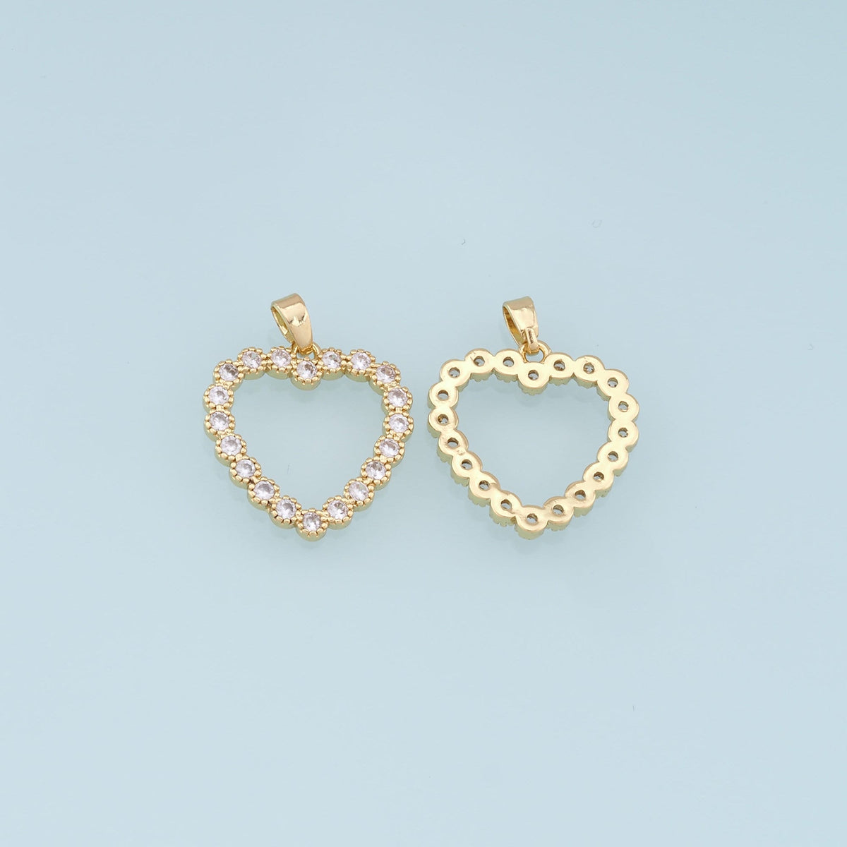 Gold Heart Charms,18K Gold Filled Heart Pendant,CZ Micro Pave Heart Charm Bracelet Necklace for DIY Jewelry Making Supply