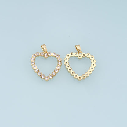 Gold Heart Charms,18K Gold Filled Heart Pendant,CZ Micro Pave Heart Charm Bracelet Necklace for DIY Jewelry Making Supply