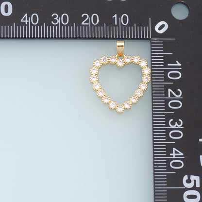 Gold Heart Charms,18K Gold Filled Heart Pendant,CZ Micro Pave Heart Charm Bracelet Necklace for DIY Jewelry Making Supply