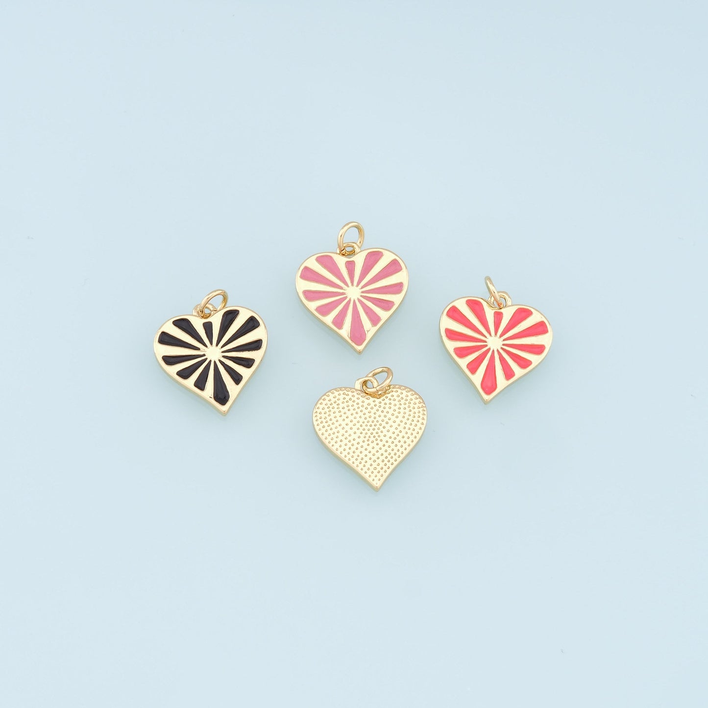 Gold Heart Charms,18K Gold Filled Enamel Heart Pendant,Heart Charm Bracelet Necklace for DIY Jewelry Making Supply