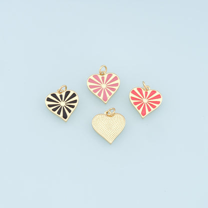 Gold Heart Charms,18K Gold Filled Enamel Heart Pendant,Heart Charm Bracelet Necklace for DIY Jewelry Making Supply