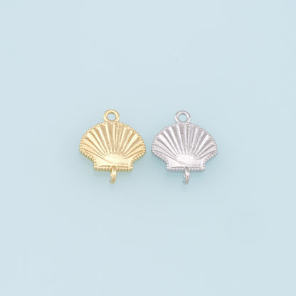 Gold Shell Connector Charms,18K Gold Filled Conch Shell Pendant,Ocean Charm Bracelet Necklace for DIY Jewelry Making Supply