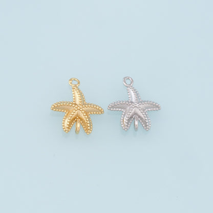 Gold Starfish Connector Charms,18K Gold Filled Sea Star Pendant,Starfish Charm Bracelet Necklace for DIY Jewelry Making Suppl