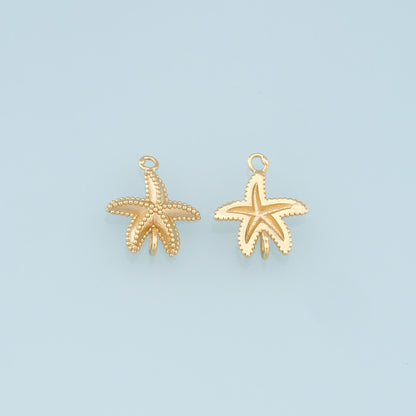 Gold Starfish Connector Charms,18K Gold Filled Sea Star Pendant,Starfish Charm Bracelet Necklace for DIY Jewelry Making Suppl