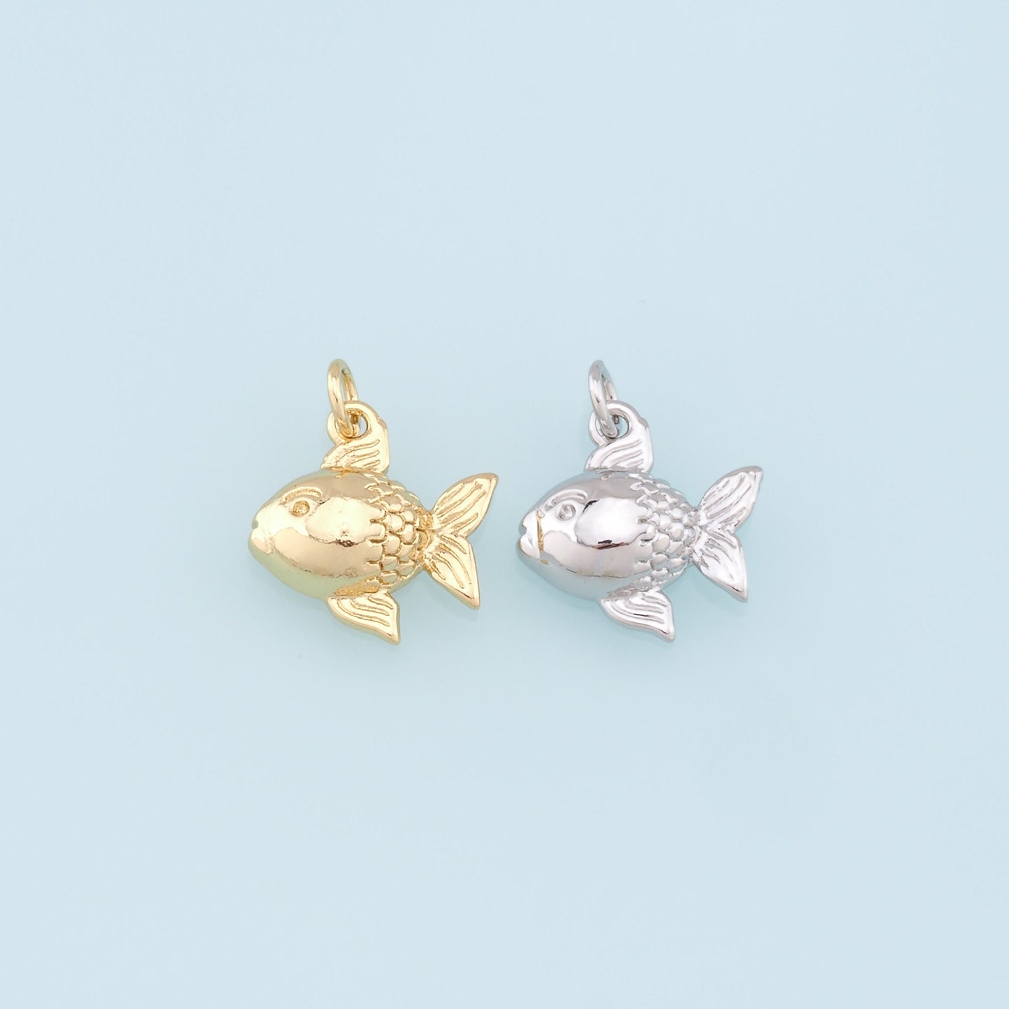 Gold Fish Charms,18K Gold Filled Fish Pendant,Cute Fish Charm Bracelet Necklace for DIY Jewelry Making Supply