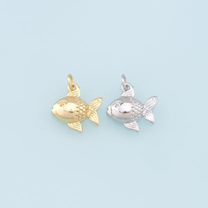 Gold Fish Charms,18K Gold Filled Fish Pendant,Cute Fish Charm Bracelet Necklace for DIY Jewelry Making Supply