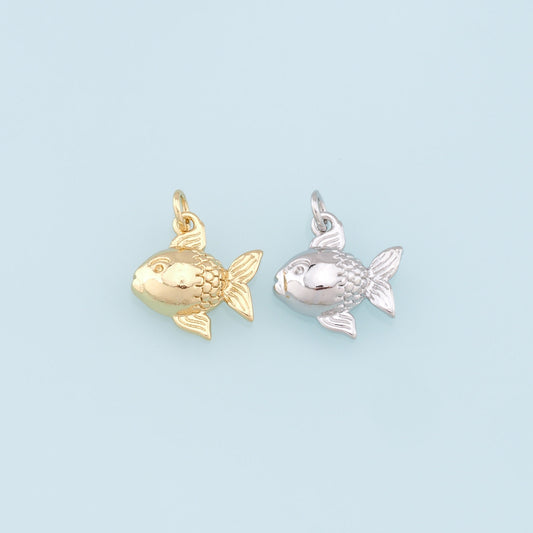 Gold Fish Charms,18K Gold Filled Fish Pendant,Cute Fish Charm Bracelet Necklace for DIY Jewelry Making Supply