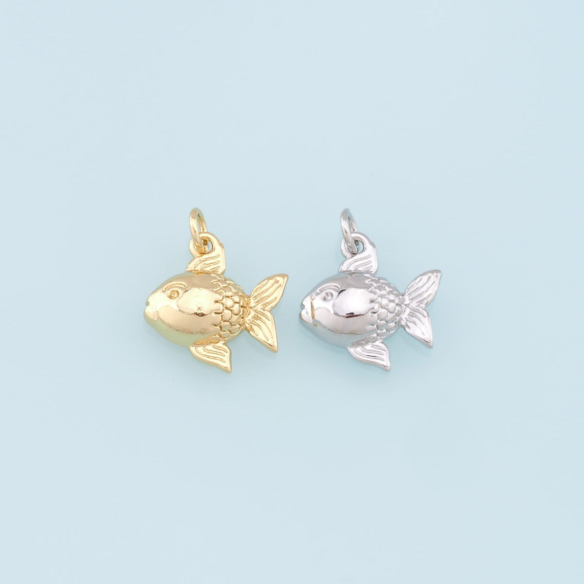 Gold Fish Charms,18K Gold Filled Fish Pendant,Cute Fish Charm Bracelet Necklace for DIY Jewelry Making Supply