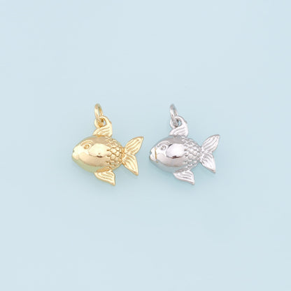 Gold Fish Charms,18K Gold Filled Fish Pendant,Cute Fish Charm Bracelet Necklace for DIY Jewelry Making Supply