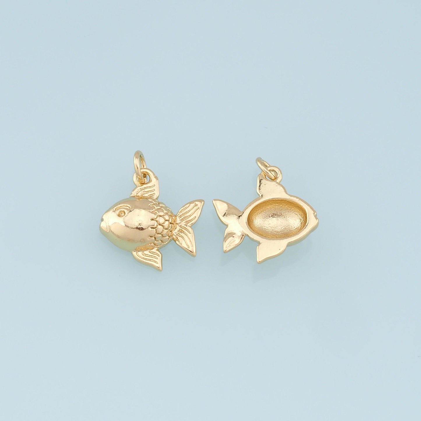 Gold Fish Charms,18K Gold Filled Fish Pendant,Cute Fish Charm Bracelet Necklace for DIY Jewelry Making Supply