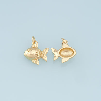 Gold Fish Charms,18K Gold Filled Fish Pendant,Cute Fish Charm Bracelet Necklace for DIY Jewelry Making Supply