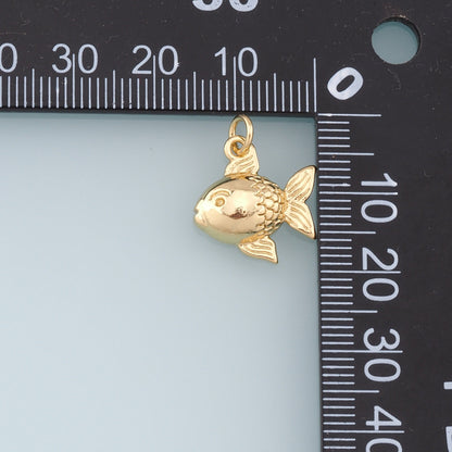 Gold Fish Charms,18K Gold Filled Fish Pendant,Cute Fish Charm Bracelet Necklace for DIY Jewelry Making Supply