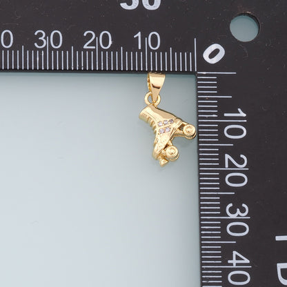 Gold Roller Skate Charms,18K Gold Filled Roller Skate Pendant,Skates Charm Bracelet Necklace for DIY Jewelry Making Supply