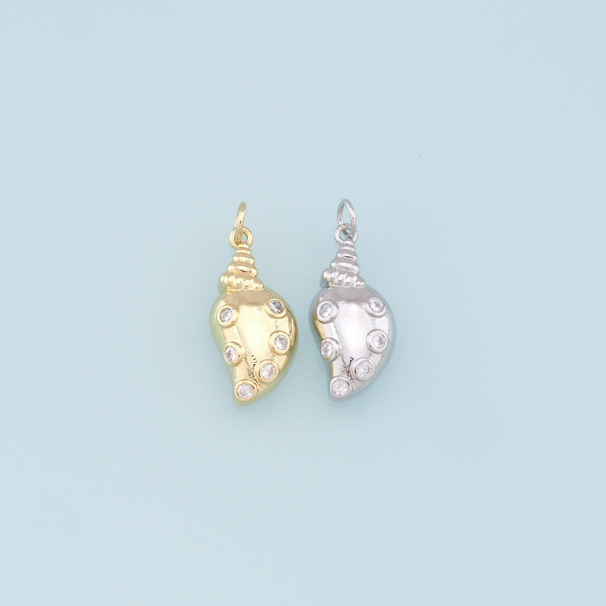 Gold Conch Charms,18K Gold Filled Conch Shell Pendant,CZ Conch Shell Charm Bracelet Necklace for DIY Jewelry Making Supply