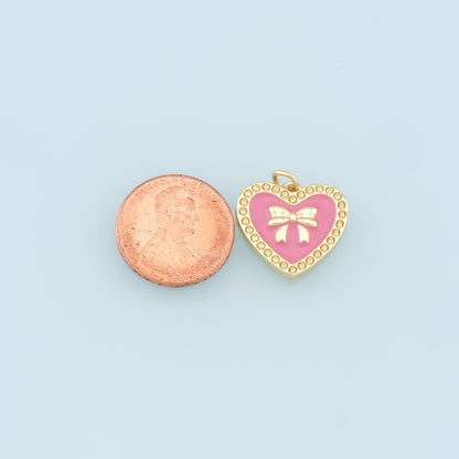 18K Gold Filled Heart Enamel Charm Pendant for Jewelry Making