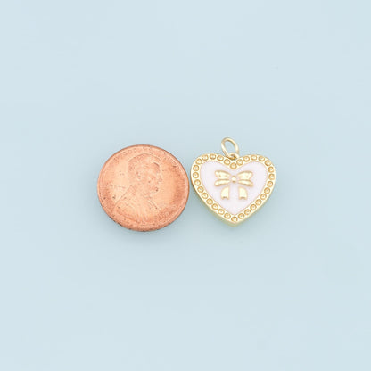 18K Gold Filled Heart Enamel Charm Pendant for Jewelry Making