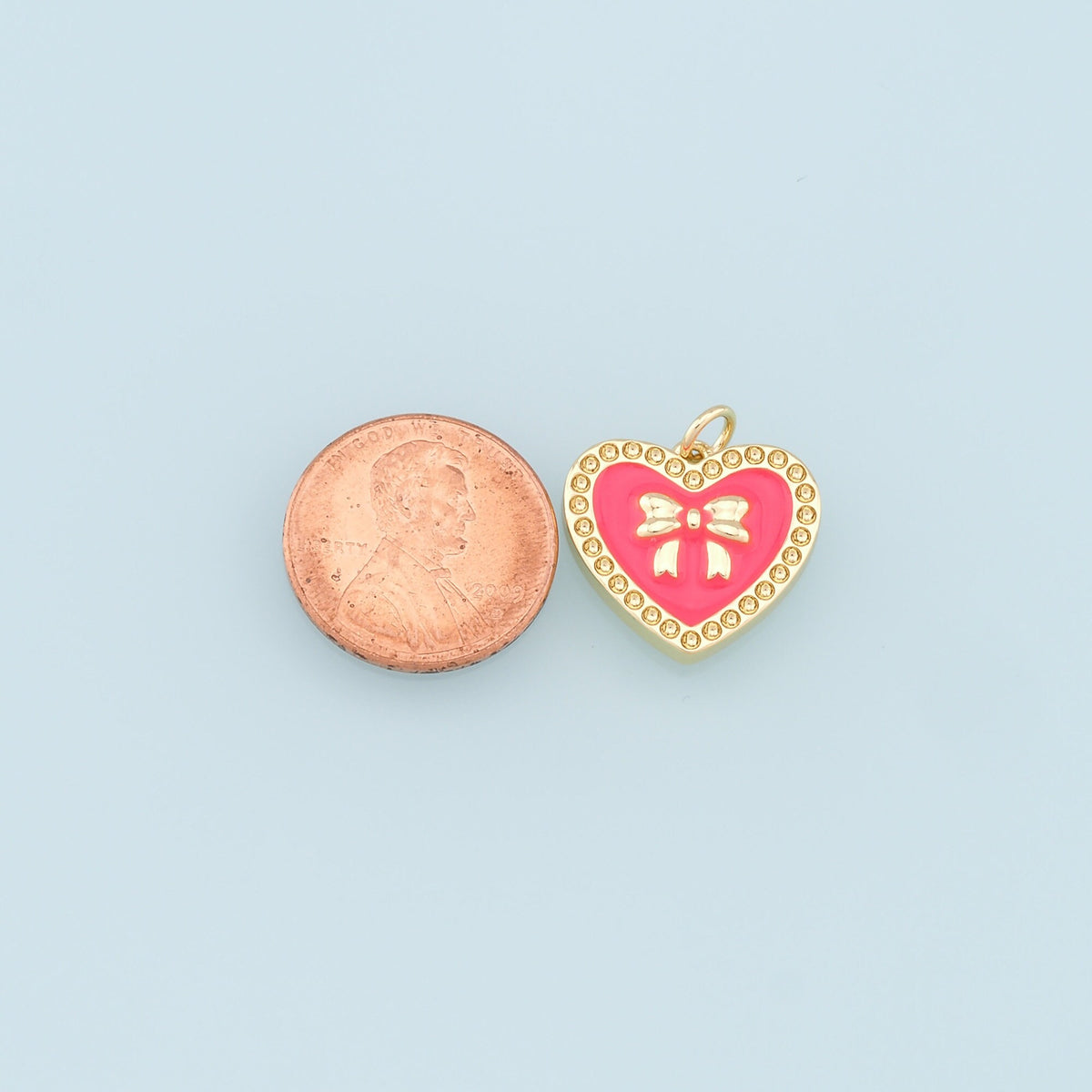 18K Gold Filled Heart Enamel Charm Pendant for Jewelry Making