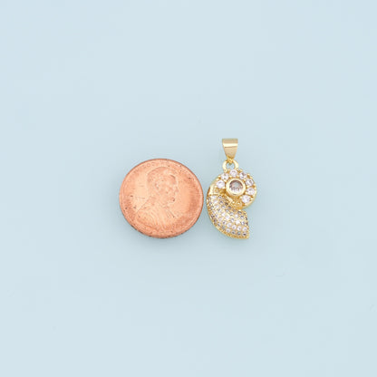 Gold Shell Charms,18K Gold Filled Conch Shell Pendant,CZ Micro Pave Conch Shell Charm Bracelet Necklace for DIY Jewelry Makin