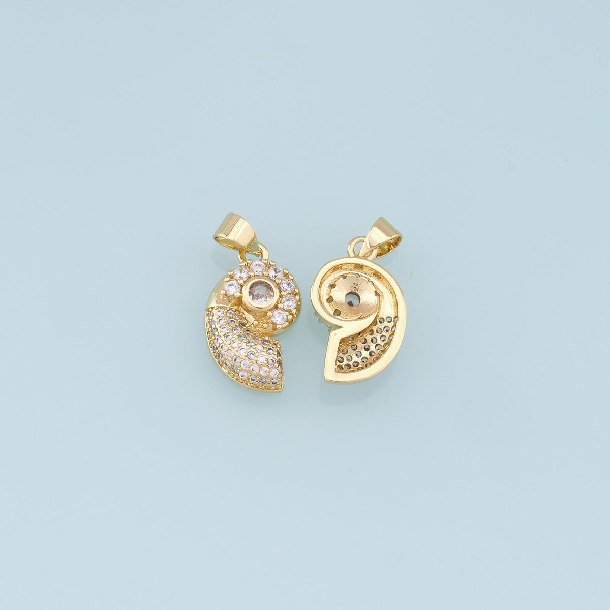 Gold Shell Charms,18K Gold Filled Conch Shell Pendant,CZ Micro Pave Conch Shell Charm Bracelet Necklace for DIY Jewelry Makin