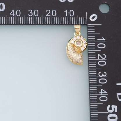 Gold Shell Charms,18K Gold Filled Conch Shell Pendant,CZ Micro Pave Conch Shell Charm Bracelet Necklace for DIY Jewelry Makin