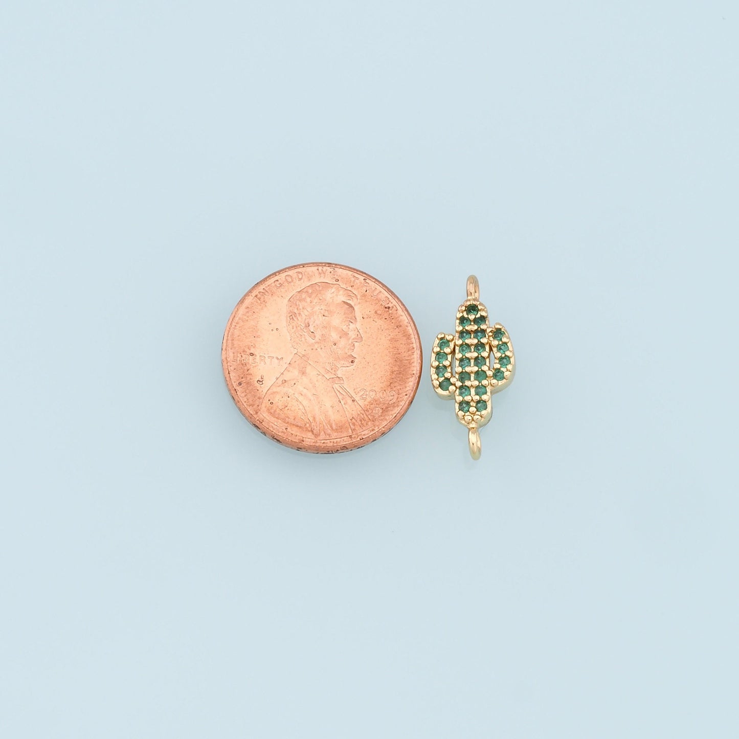 Gold Cactus Connector Charms,18K Gold Filled CZ Micro Pave Cactus Pendant,Desert Charm Bracelet Necklace for DIY Jewelry Making Supply